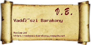 Vadászi Barakony névjegykártya